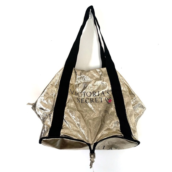 Victoria’s Secret Gold Duffel Bag Gym Bag - Picture 1 of 8